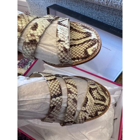 Vince Camuto Resensa Oatmeal Multi Snake Exotic Beige Wedge Shoe Sandal Sz 8W - Picture 8 of 10